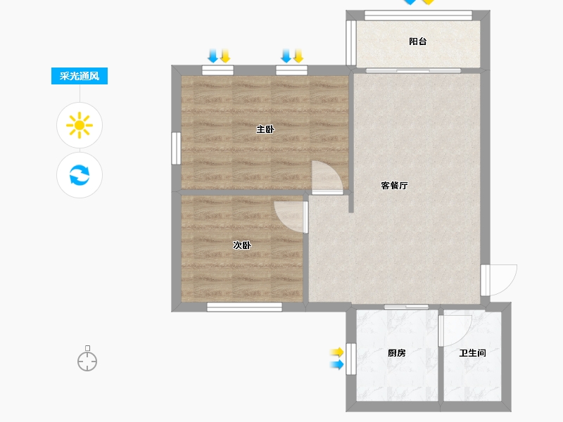 广东省-广州市-穗花新村-60.00-户型库-采光通风