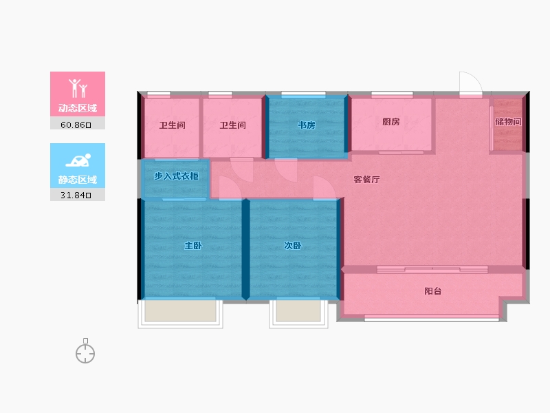 浙江省-台州市-中梁海悦府-76.37-户型库-动静分区