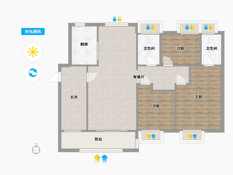 广东省-中山市-春天里-119.00-户型库-采光通风