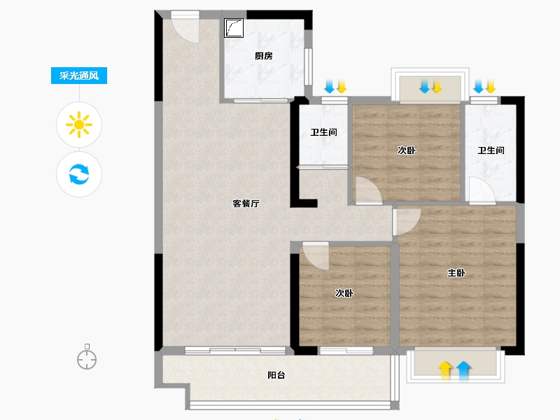 江西省-萍乡市-芦溪碧桂园-92.00-户型库-采光通风