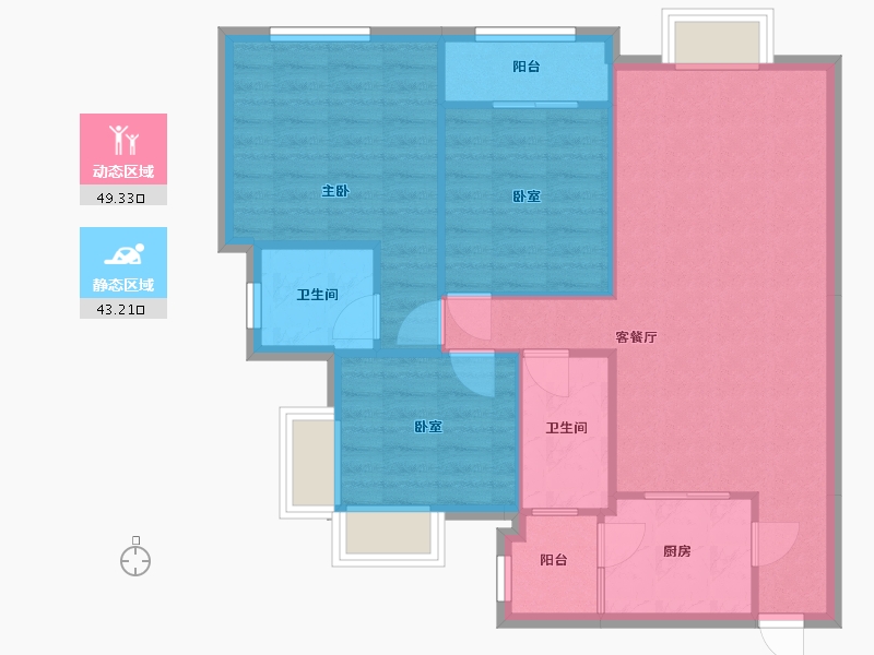 广东省-珠海市-华发新城-4期芳邻雅舍-89.30-户型库-动静分区