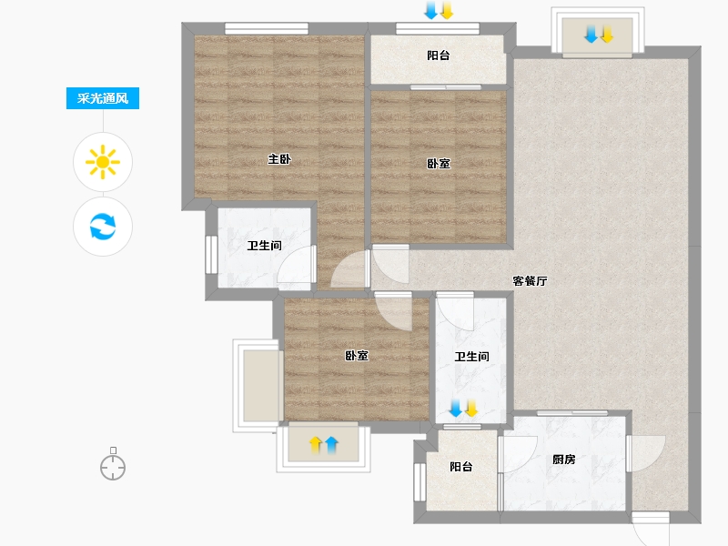 广东省-珠海市-华发新城-4期芳邻雅舍-89.30-户型库-采光通风