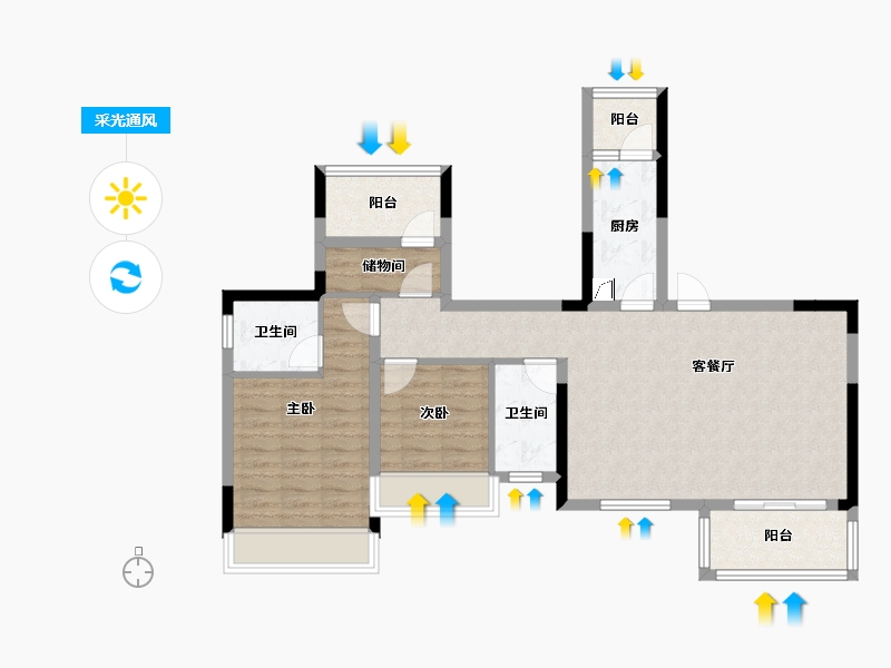 贵州省-黔南布依族苗族自治州-绿城时代-90.00-户型库-采光通风