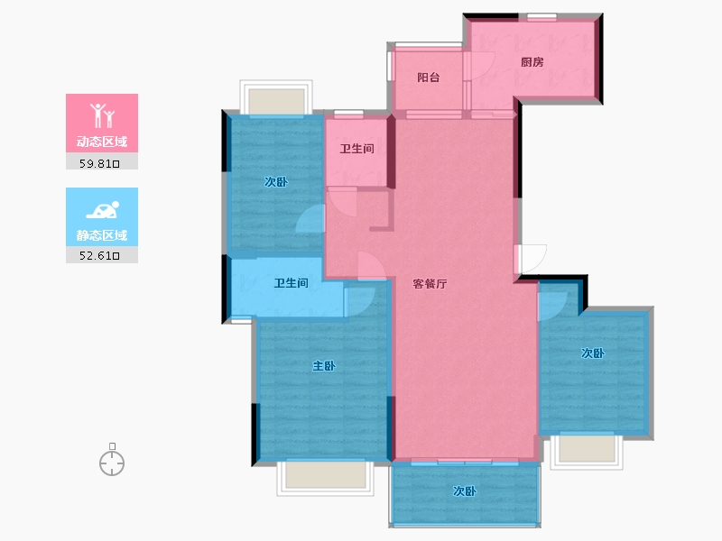 江苏省-南京市-南京恒大林溪郡-101.73-户型库-动静分区