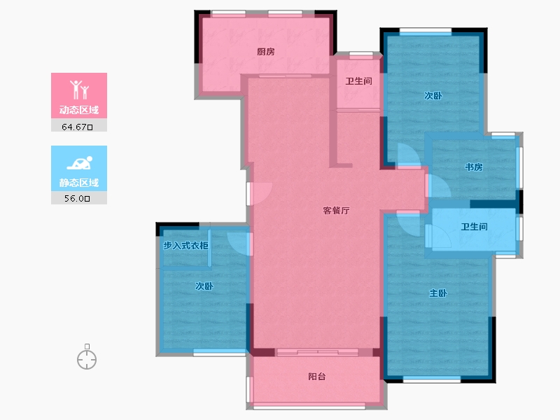 山东省-潍坊市-歌尔绿城-125.00-户型库-动静分区