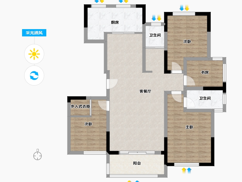 山东省-潍坊市-歌尔绿城-125.00-户型库-采光通风