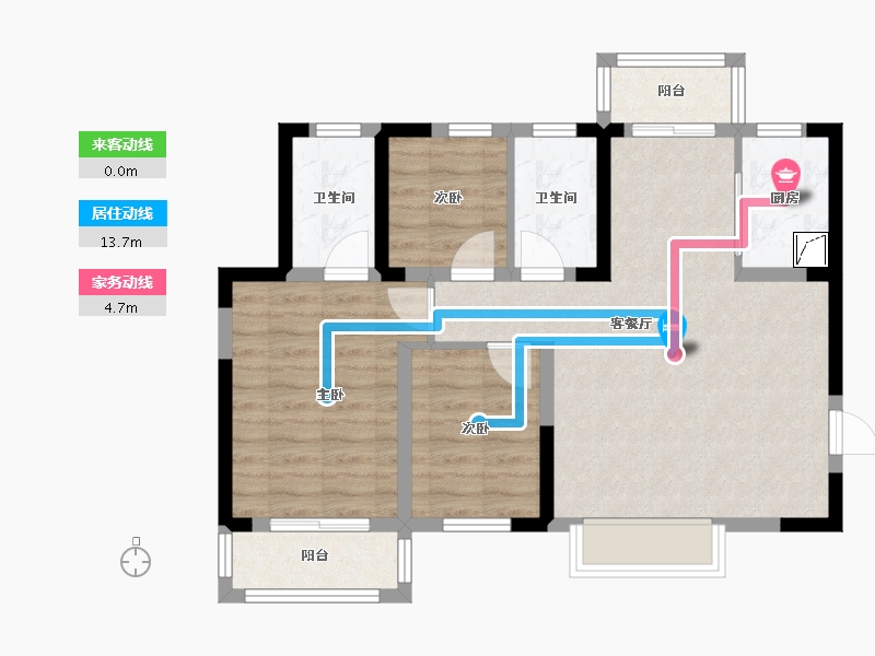 陕西省-西安市-隆源国际城B区-79.71-户型库-动静线