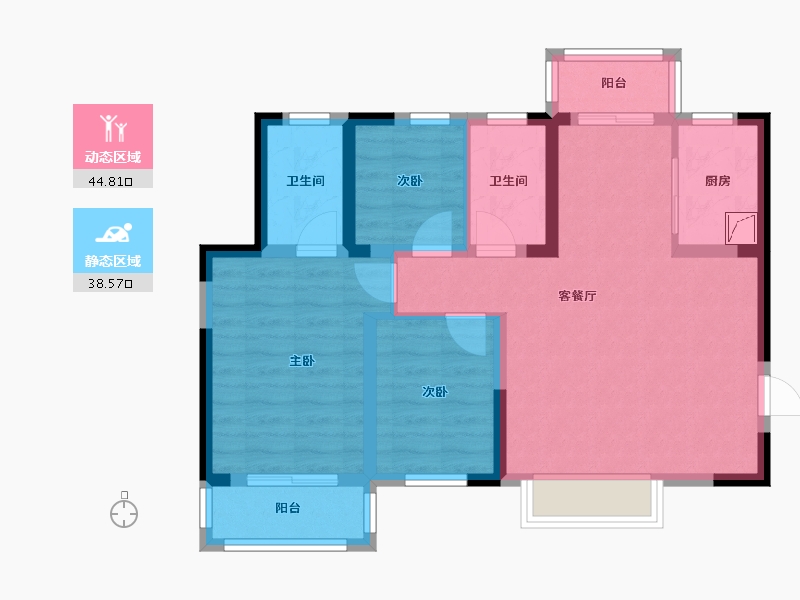 陕西省-西安市-隆源国际城B区-79.71-户型库-动静分区