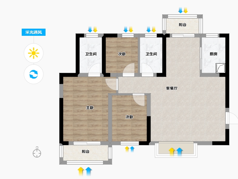 陕西省-西安市-隆源国际城B区-79.71-户型库-采光通风