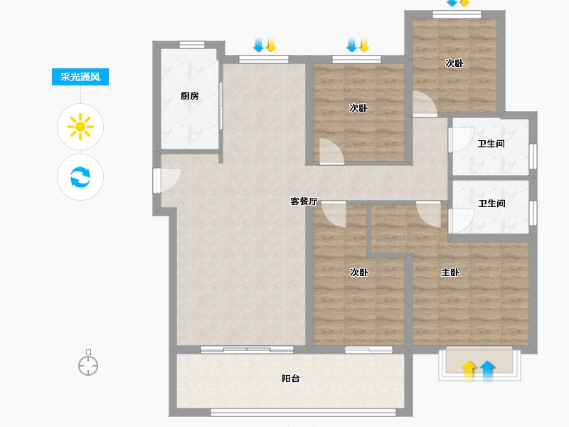 河南省-鹤壁市-建业通和府-109.00-户型库-采光通风