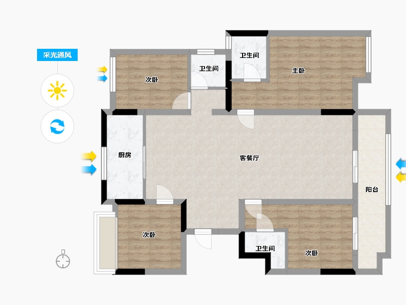 江苏省-连云港市-琴岛壹号院-120.00-户型库-采光通风