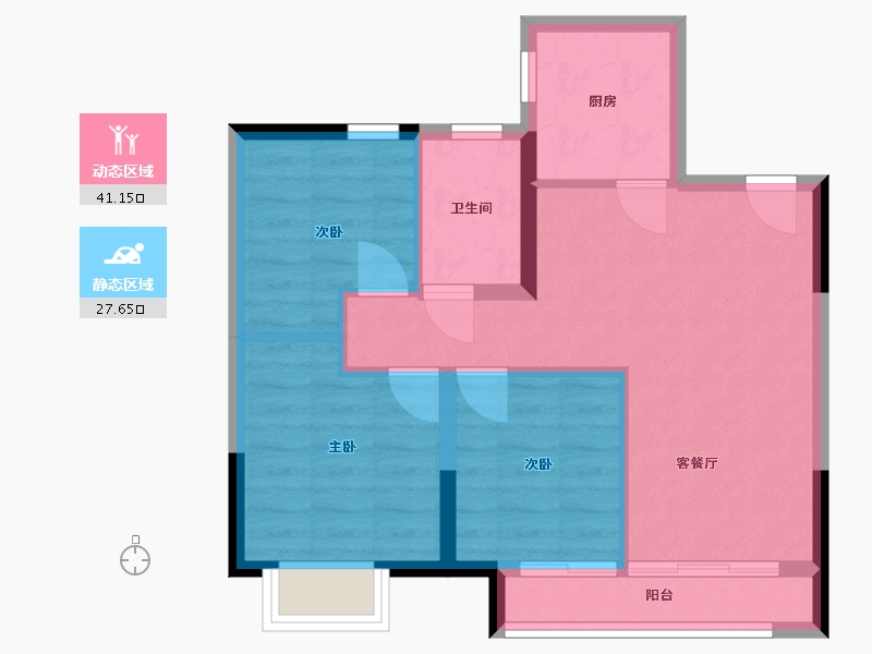 河北省-张家口市-鸿坤礼域府-68.35-户型库-动静分区