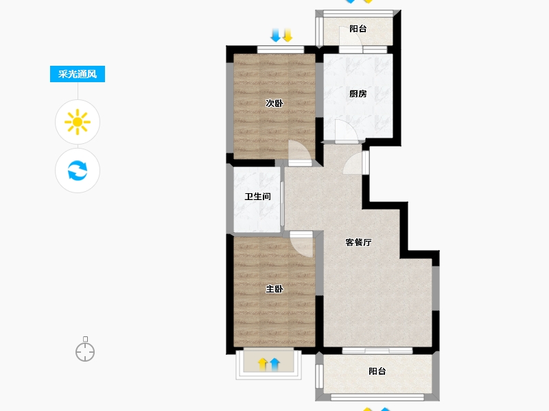 河北省-唐山市-金域名邸-57.00-户型库-采光通风