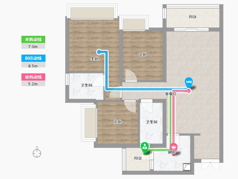 重庆-重庆市-两江新宸森屿-88.00-户型库-动静线