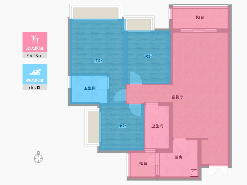 重庆-重庆市-两江新宸森屿-88.00-户型库-动静分区