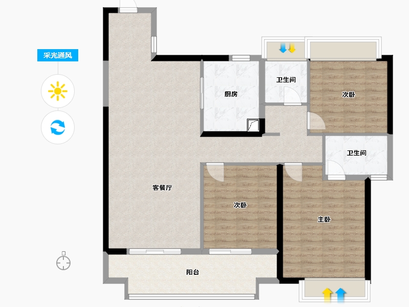 湖南省-益阳市-建发央著-119.00-户型库-采光通风