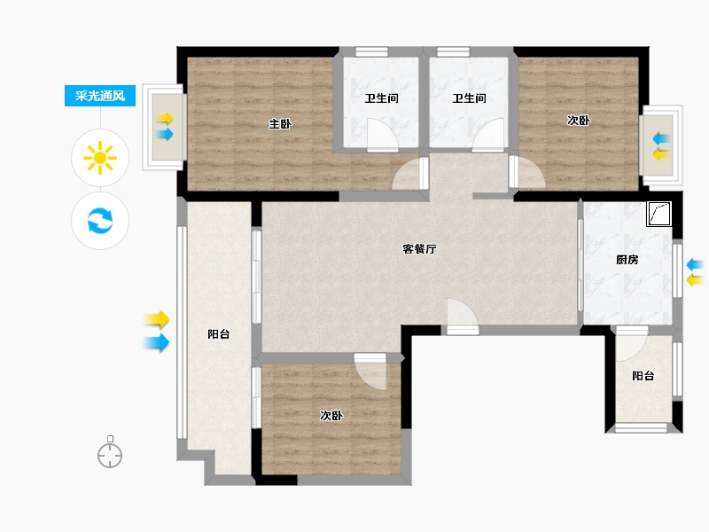 云南省-昭通市-龙源壹品-96.36-户型库-采光通风