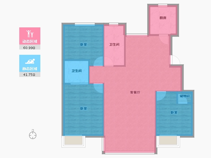 吉林省-长春市-天泽凯旋华府-104.07-户型库-动静分区