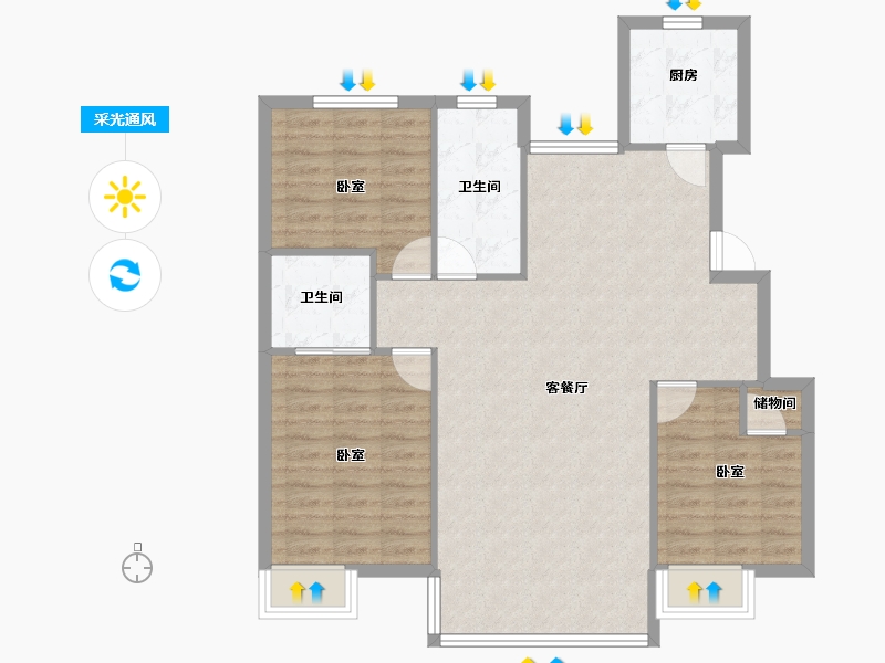 吉林省-长春市-天泽凯旋华府-104.07-户型库-采光通风