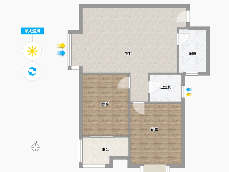 陕西省-西安市-新西蓝二期-77.00-户型库-采光通风