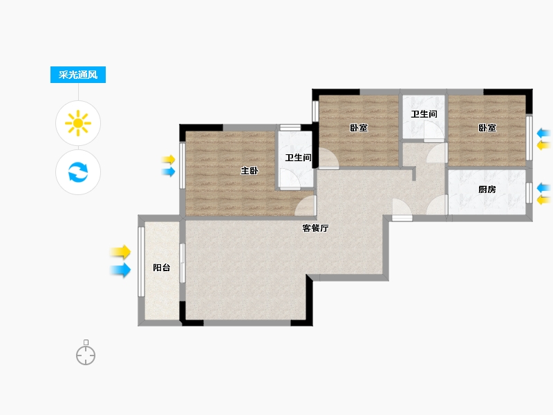 福建省-福州市-瑞岳华庭-86.22-户型库-采光通风