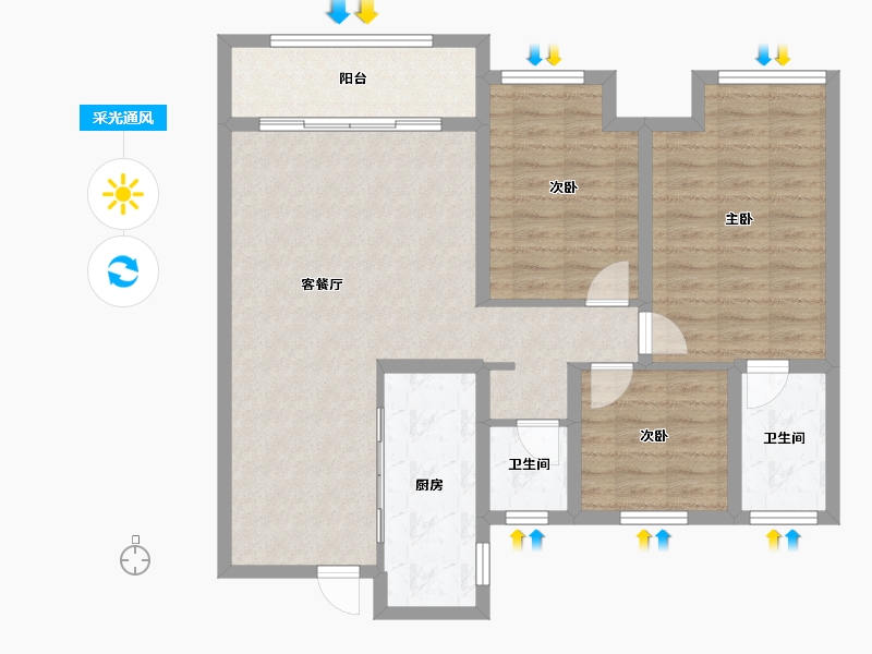 河南省-驻马店市-建业城-98.00-户型库-采光通风