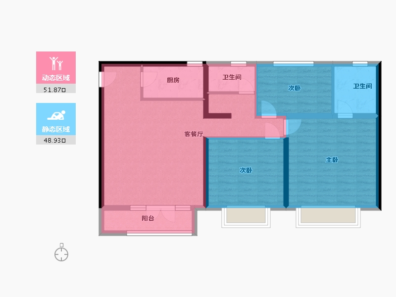 河北省-张家口市-远洋尚东万和-90.00-户型库-动静分区