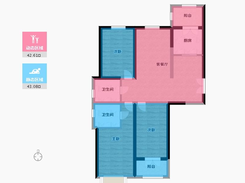 河北省-邯郸市-邯一建机关家属院-75.00-户型库-动静分区