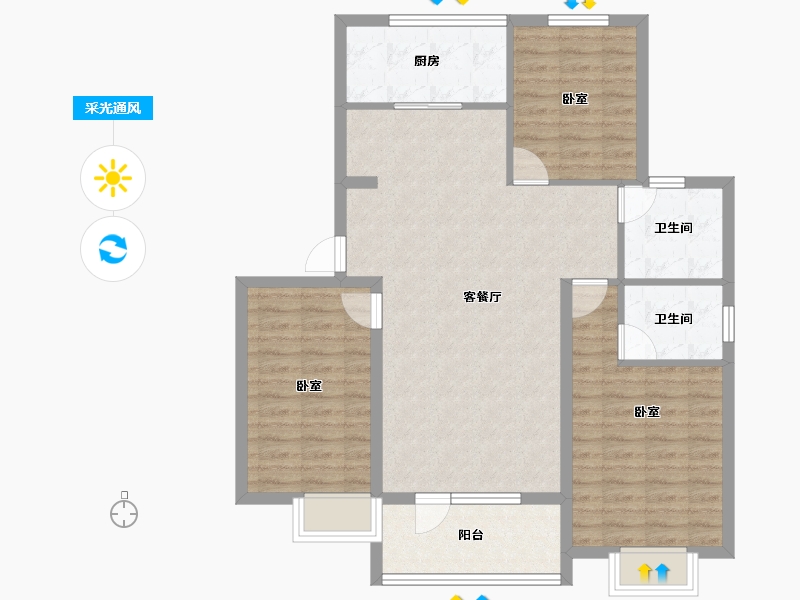 山东省-潍坊市-宏帆广场-106.77-户型库-采光通风