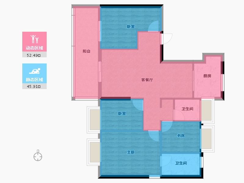 广东省-东莞市-华侨城云麓台（二期）-91.85-户型库-动静分区