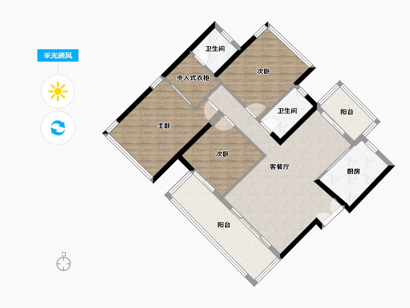 广东省-江门市-骏景湾悦峰-106.00-户型库-采光通风