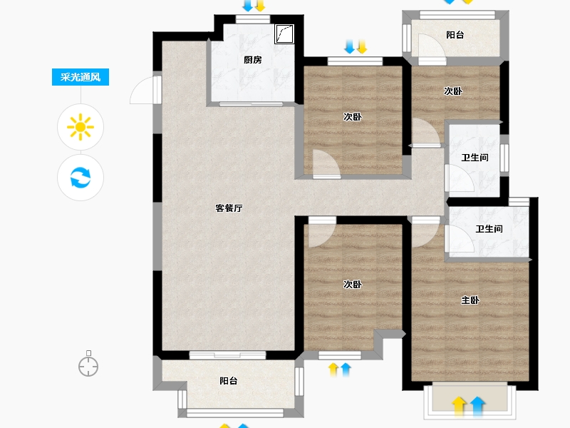 江苏省-无锡市-天渝骄园-96.00-户型库-采光通风