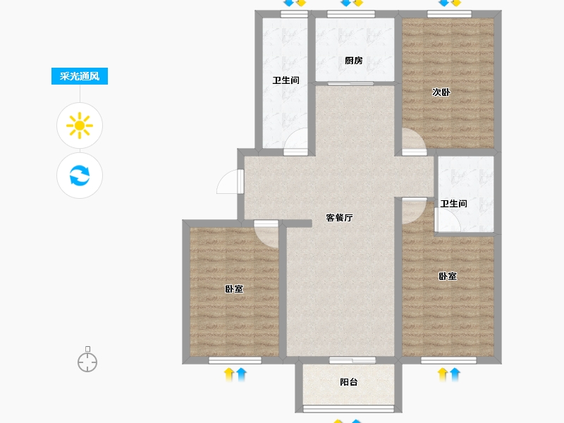 河北省-石家庄市-静园小区-110.00-户型库-采光通风