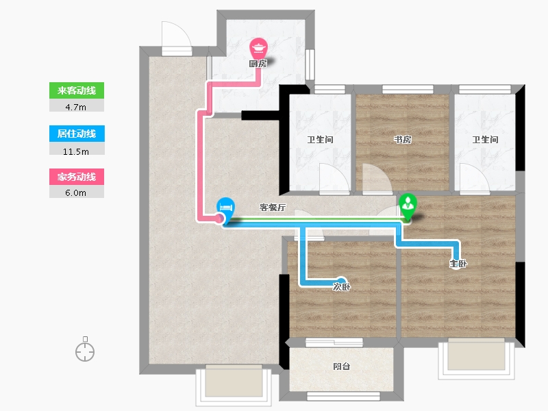 福建省-龙岩市-璞玉滨江-69.00-户型库-动静线