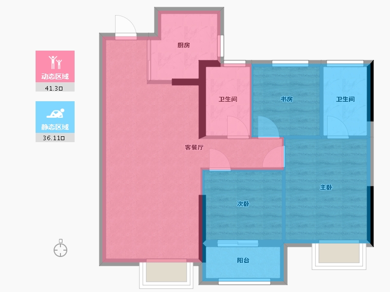 福建省-龙岩市-璞玉滨江-69.00-户型库-动静分区