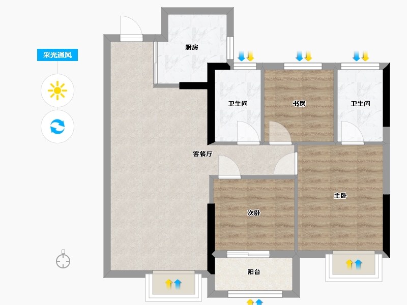 福建省-龙岩市-璞玉滨江-69.00-户型库-采光通风