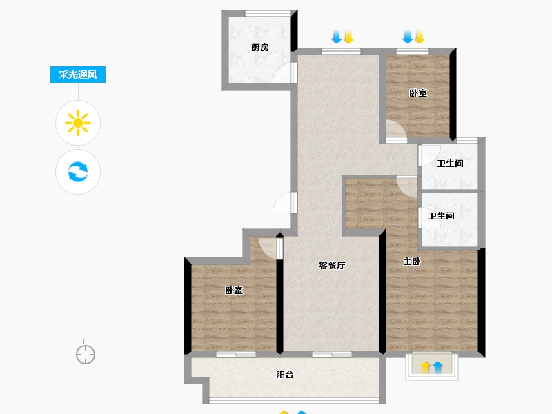 浙江省-宁波市-丰云佳苑-90.00-户型库-采光通风