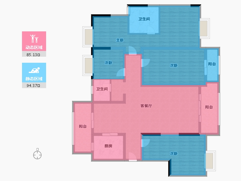 贵州省-黔南布依族苗族自治州-白晶谷38组团-160.00-户型库-动静分区