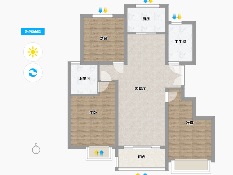 浙江省-温州市-欢乐天地-89.00-户型库-采光通风