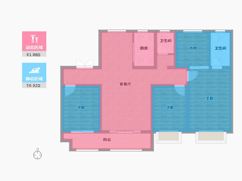 山东省-德州市-东海清河园南园-105.75-户型库-动静分区