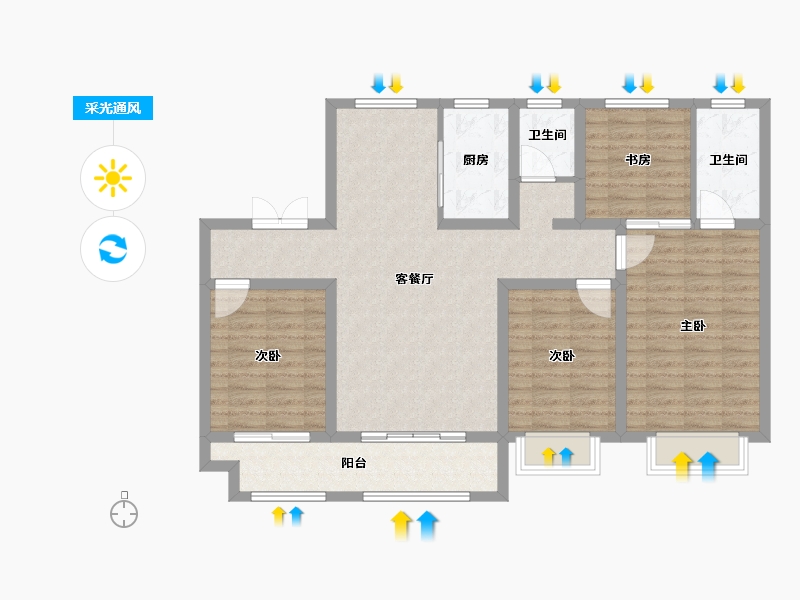 山东省-德州市-东海清河园南园-105.75-户型库-采光通风