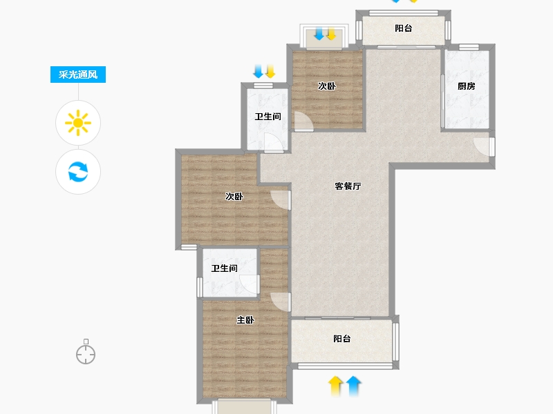 浙江省-温州市-育英·左岸名苑-116.00-户型库-采光通风