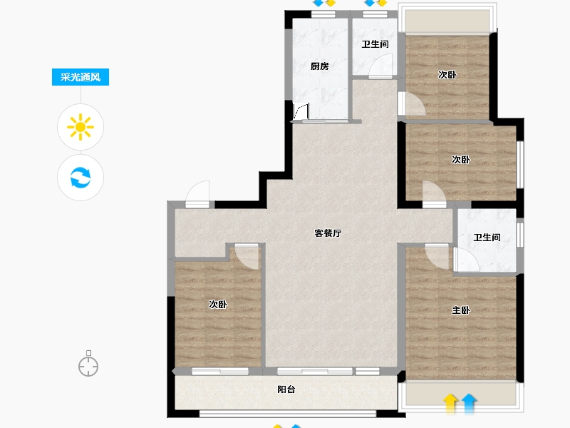 四川省-成都市-阳光春天-111.00-户型库-采光通风