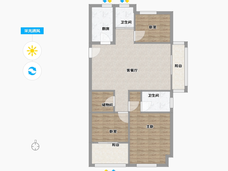 浙江省-温州市-碧桂园未来苑-87.00-户型库-采光通风