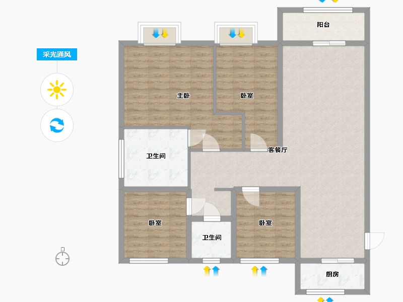 山西省-运城市-五洲芳华-110.00-户型库-采光通风