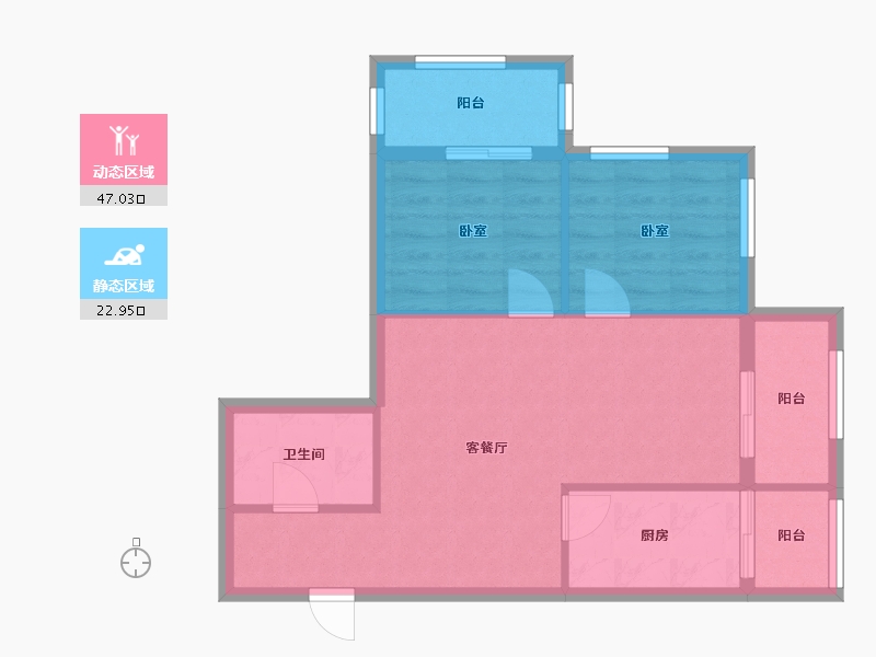 北京-北京市-今日家园-1号楼-63.90-户型库-动静分区