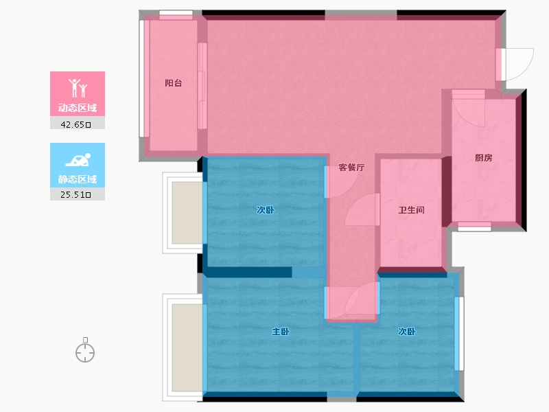 河南省-郑州市-龙湖景粼玖序-64.50-户型库-动静分区