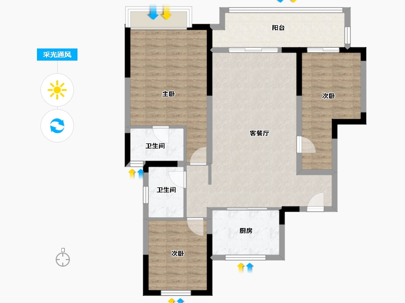 河南省-郑州市-新城玺樾门第-120.10-户型库-采光通风