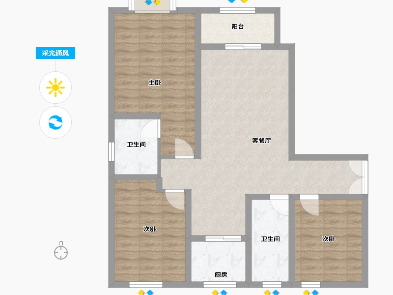 甘肃省-天水市-恒盛瑞府-95.60-户型库-采光通风