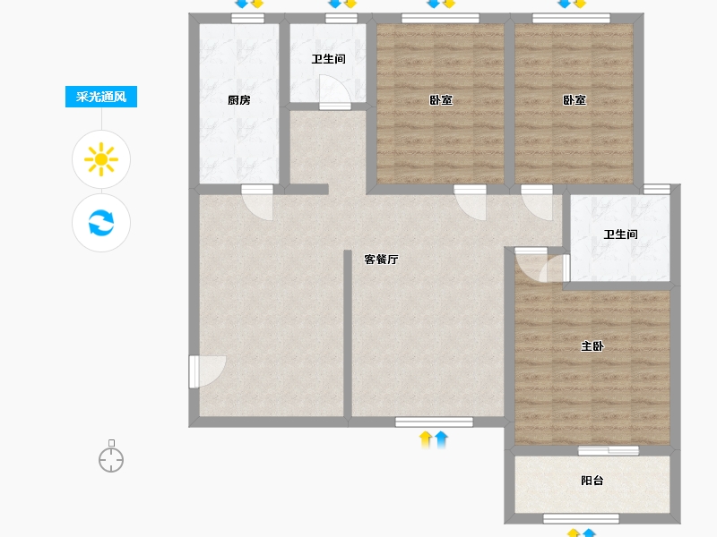 河南省-郑州市-泥河新城-109.00-户型库-采光通风